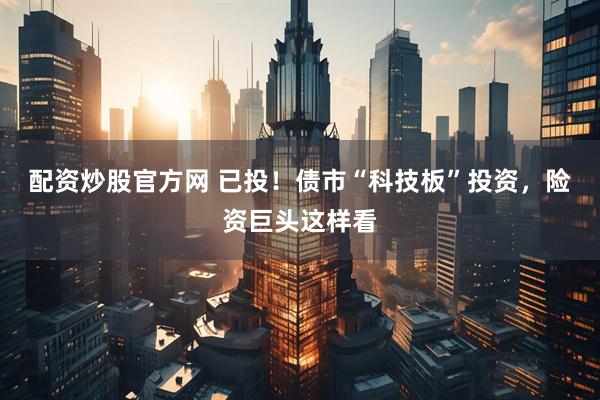 配资炒股官方网 已投！债市“科技板”投资，险资巨头这样看