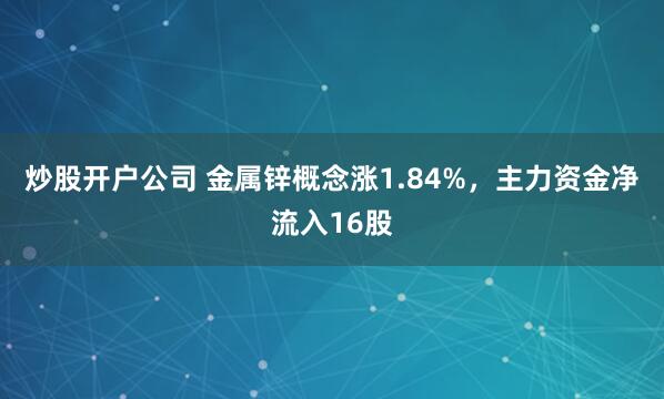 炒股开户公司 金属锌概念涨1.84%，主力资金净流入16股
